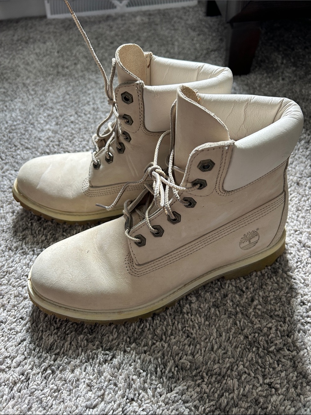 Timberland Women's Beige Lace-Up Waterproof Boots